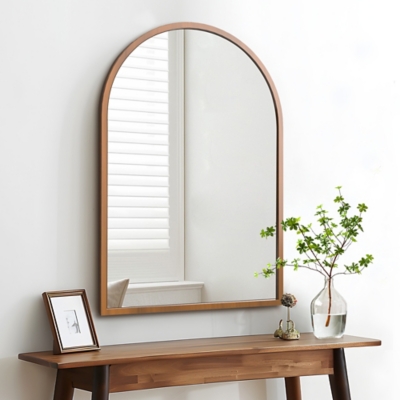 Feronia Classic Arched Bathroom Vanity Mirror, Walnut