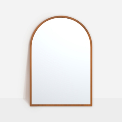 Feronia Classic Arched Bathroom Vanity Mirror, Walnut, large