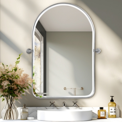 Feronia Arched Pivoted Bathroom Wall Vanity Mirror, White