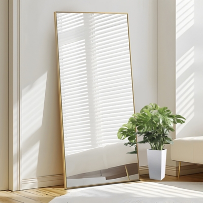 Feronia 63" Rectangular Framed Wall Mirror, Gold, rollover