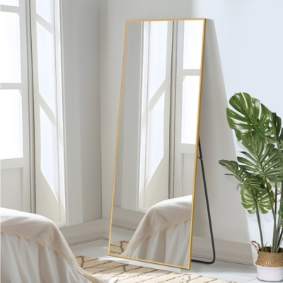 Feronia 69 Rectangular Standing Floor Mirror, Gold