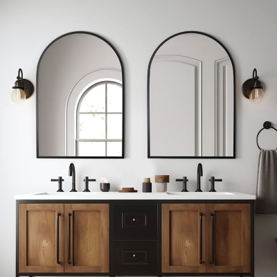 Feronia 38 Arched Bathroom Wall Mirror (Set of 2), Black