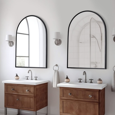 Feronia 32 Arched Bathroom Wall Mirror (Set of 2), Black