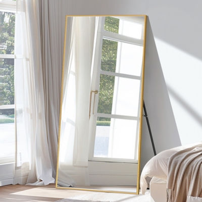 Feronia 71" Rectangular Standing Wall Mirror, Gold, rollover