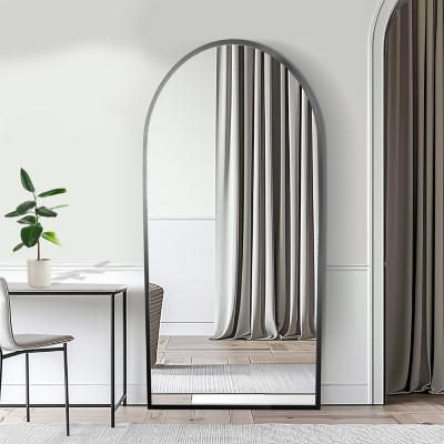 Feronia 47" Arched Bathroom Wall Mirror (Set of 2), Black, rollover