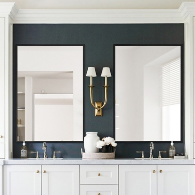 Feronia 32" Rectangular Bathroom Wall Mirror (Set of 2), Black, rollover