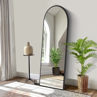 Dulcea 63 Arched Standing Floor Mirror, Black