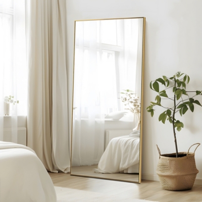 Feronia 59 Rectangular Standing Floor Mirror, Gold