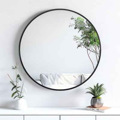 A600082656 Feronia 20 Framed Round Mirror, Black sku A600082656