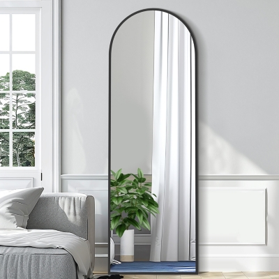 A600082666 Dulcea 67 Arched Standing Floor Mirror, Black sku A600082666