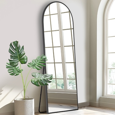 Dulcea 65 Arched Standing Floor Mirror, Black