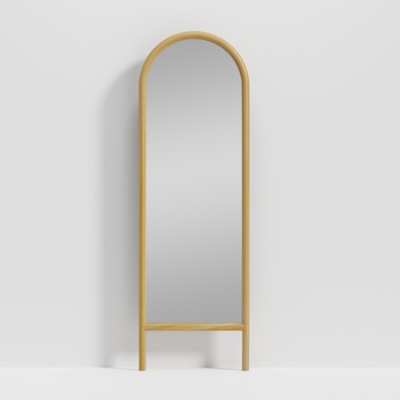 Dulcea 64" Ladder Arched Floor Mirror, Brown, large