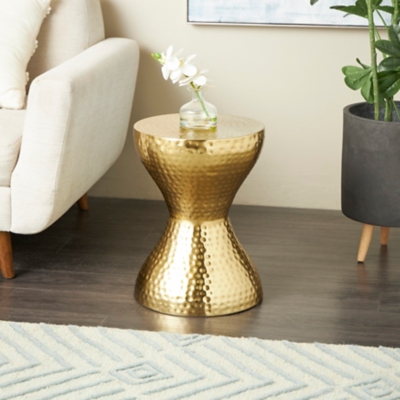 Bayberry Lane Hammered Accent Table, Gold