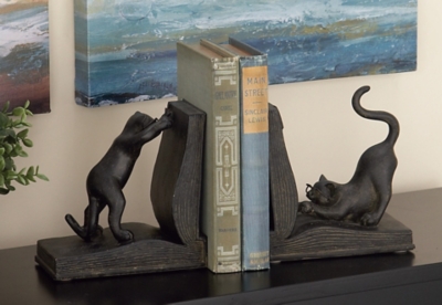 Bayberry Lane Cat Bookends Set of 2, Black