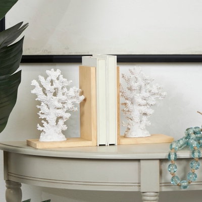 A600082712 Bayberry Lane Coral Bookends (Set of 2), White sku A600082712