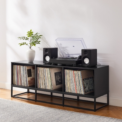 Crosley Furniture Enzo 60 Record Storage Media Console, Black