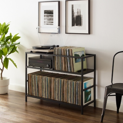 Crosley Furniture Provo Record Storage Console, Matte Black