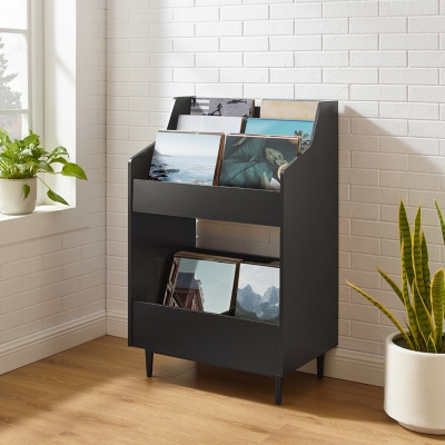 Crosley Furniture Liam Record Storage Stand, Black, rollover