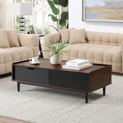 Manhattan Comfort Duane Coffee Table, Dark Brown/Black, rollover