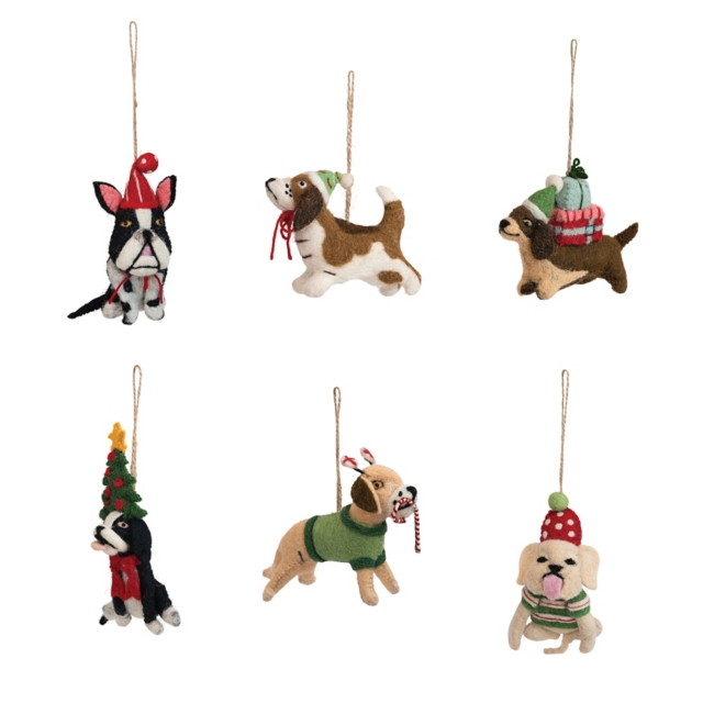 Storied Home Christmas Dog Handmade Ornament (Set of 6)