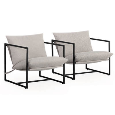 ZINUS Sling Accent Chair Set of 2, Beige, large