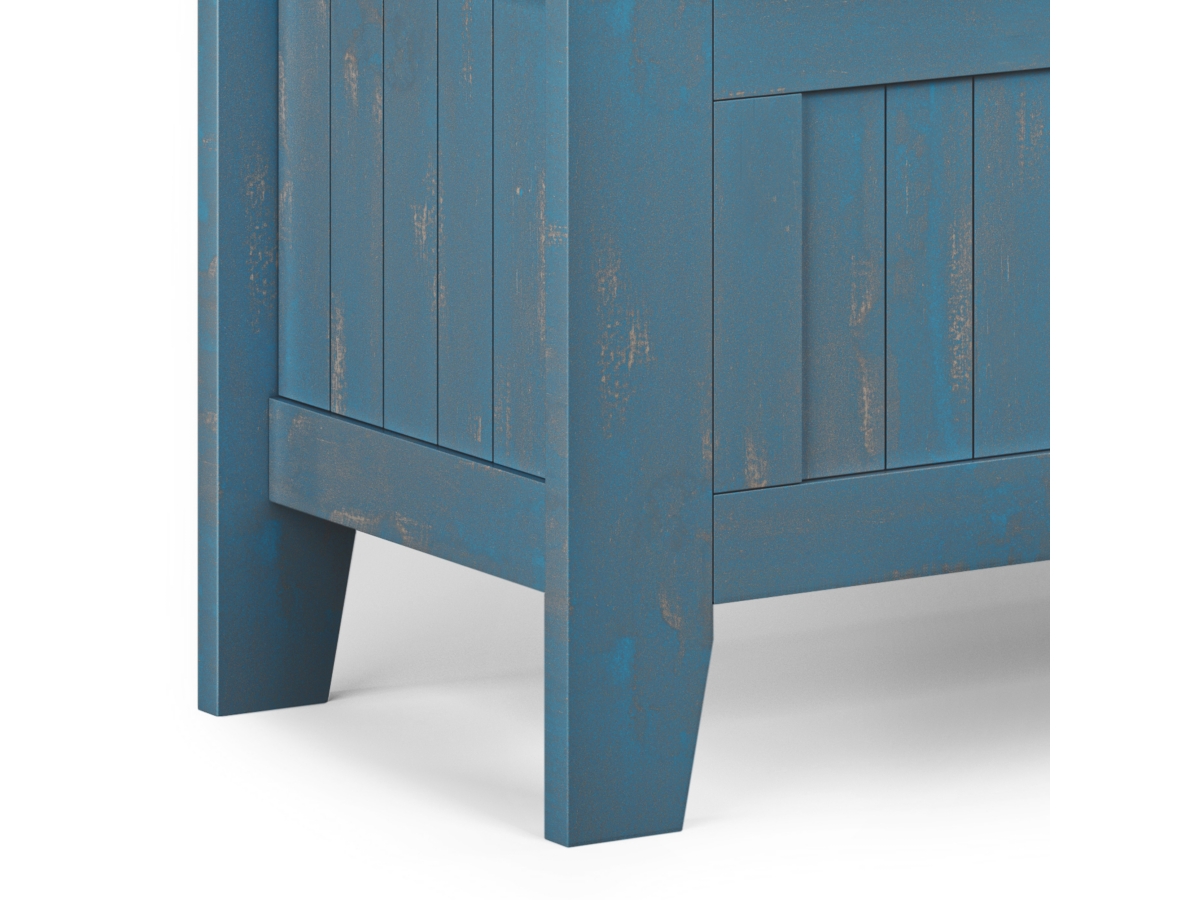 Simpli Home Acadian Entryway Storage Bench, Coastal Blue, large