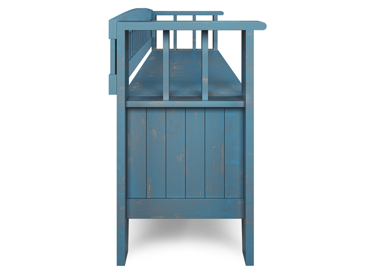 Simpli Home Acadian Entryway Storage Bench, Coastal Blue, large