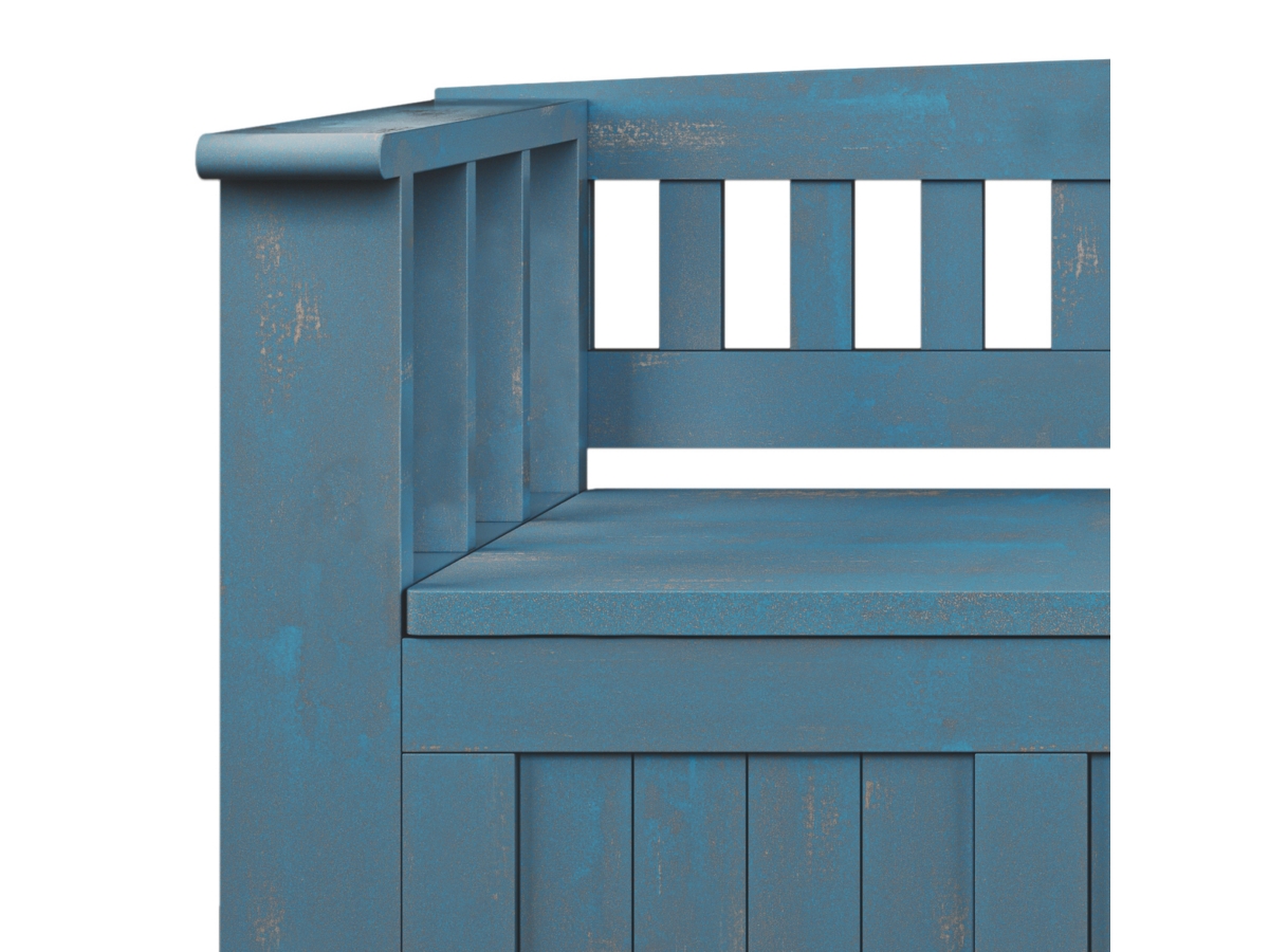 Simpli Home Acadian Entryway Storage Bench, Coastal Blue, large