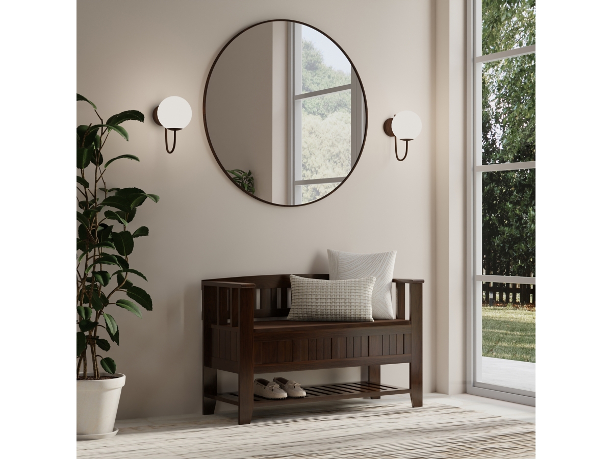 Simpli Home Acadian Entryway Storage Bench with Shelf, , large