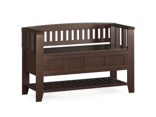 Simpli Home Acadian Entryway Storage Bench with Shelf