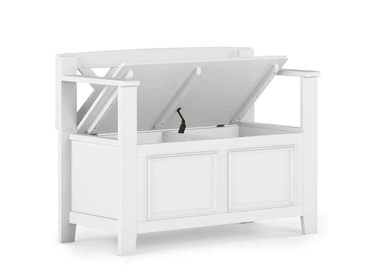 Simpli Home Amherst Small Entryway Storage Bench, White, large