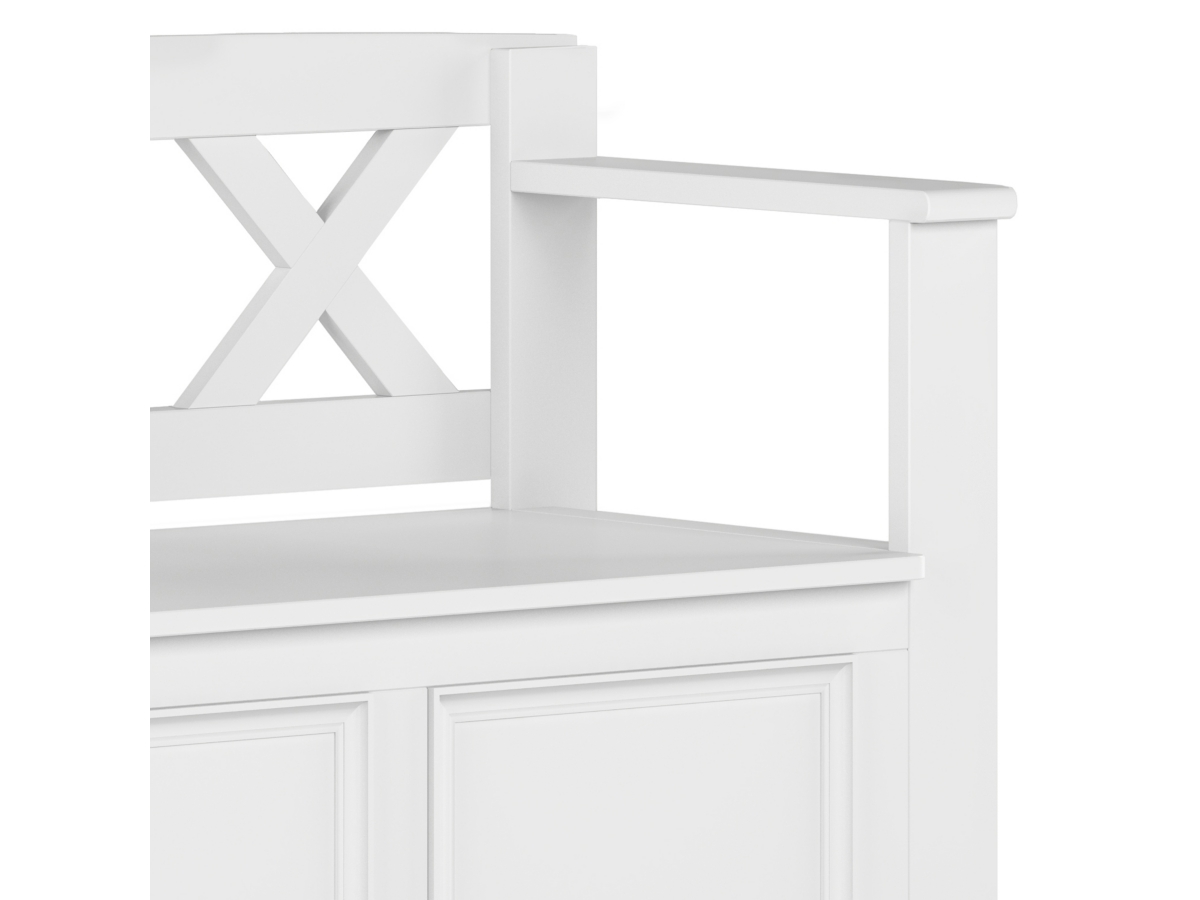 Simpli Home Amherst Small Entryway Storage Bench, White, large