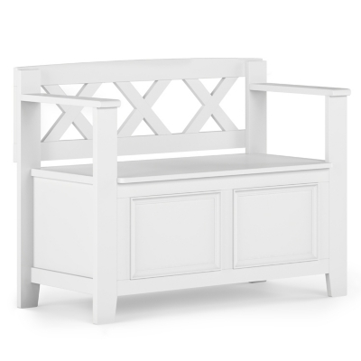 Simpli Home Amherst Small Entryway Storage Bench, White, large