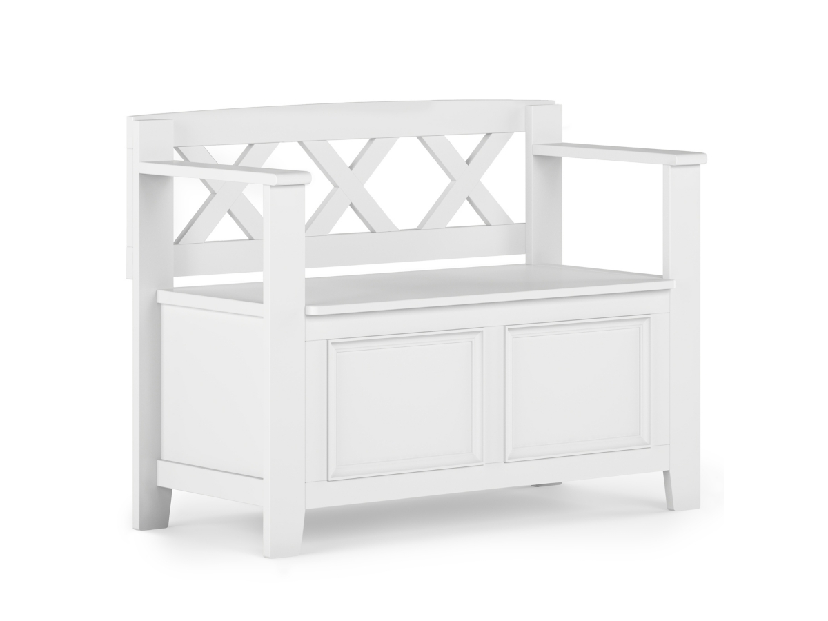 Simpli Home Amherst Small Entryway Storage Bench, White, large