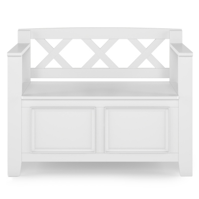 Simpli Home Amherst Small Entryway Storage Bench, White, large