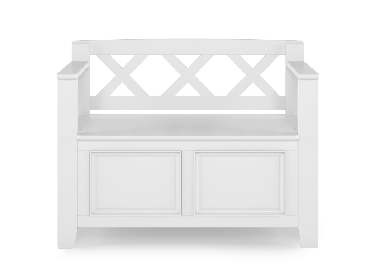 Simpli Home Amherst Small Entryway Storage Bench, White, large