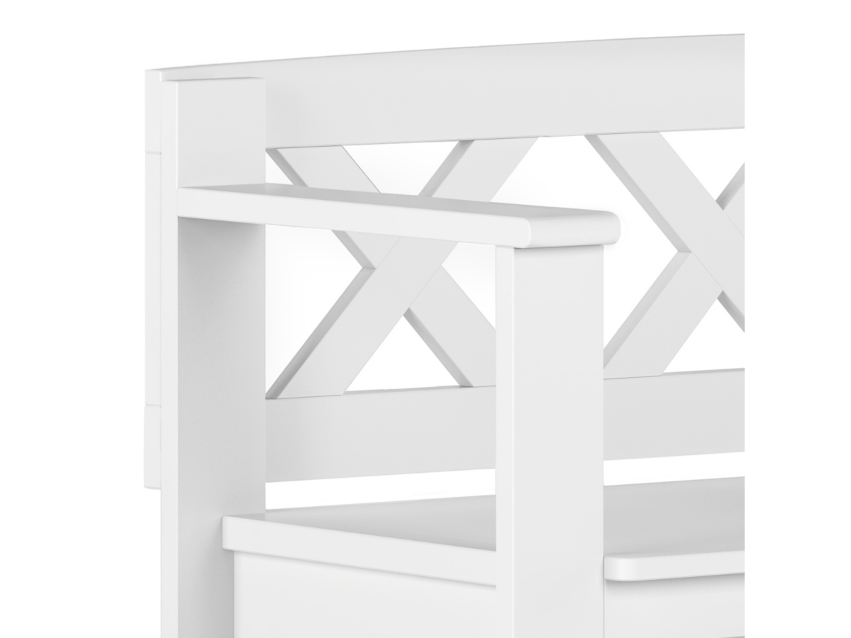 Simpli Home Amherst Small Entryway Storage Bench, White, large