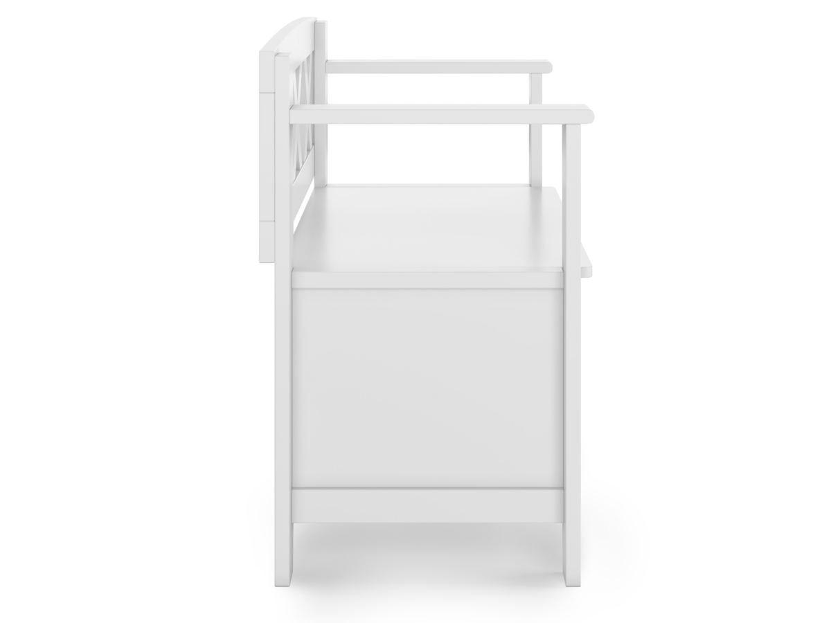 Simpli Home Amherst Small Entryway Storage Bench, White, large