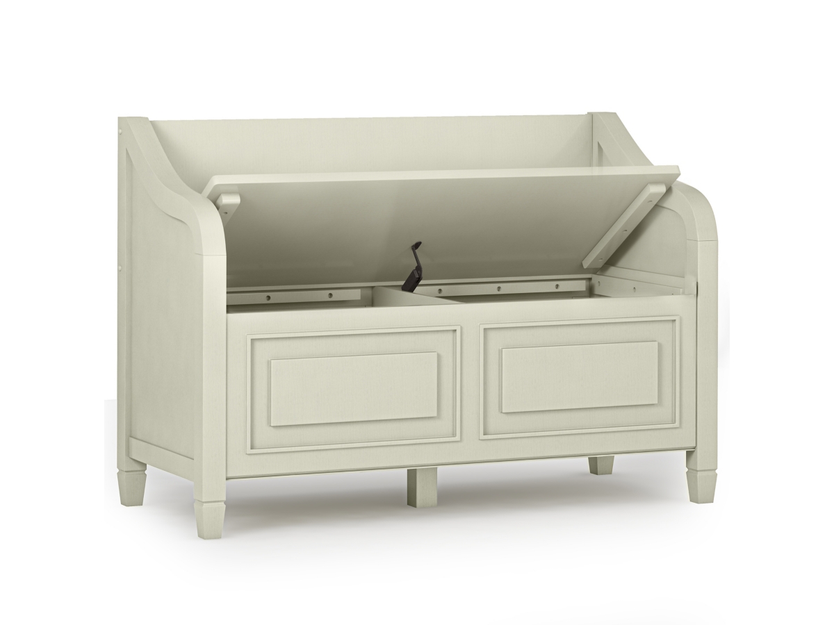 Simpli Home Connaught Entryway Storage Bench, Antique White, large