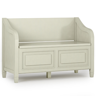 Simpli Home Connaught Entryway Storage Bench, Antique White, large