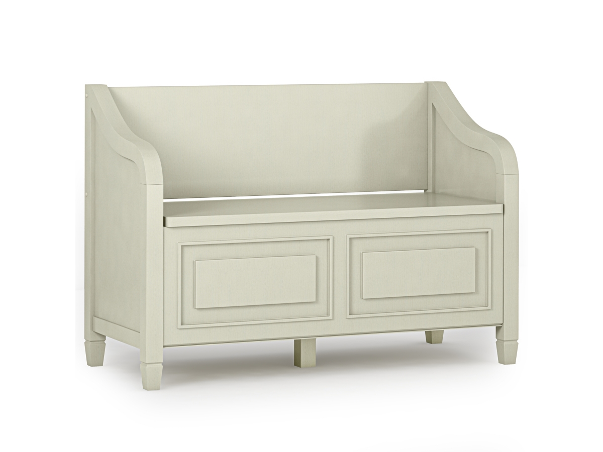 Simpli Home Connaught Entryway Storage Bench, Antique White, large