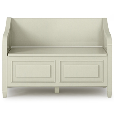 Simpli Home Connaught Entryway Storage Bench, Antique White, large