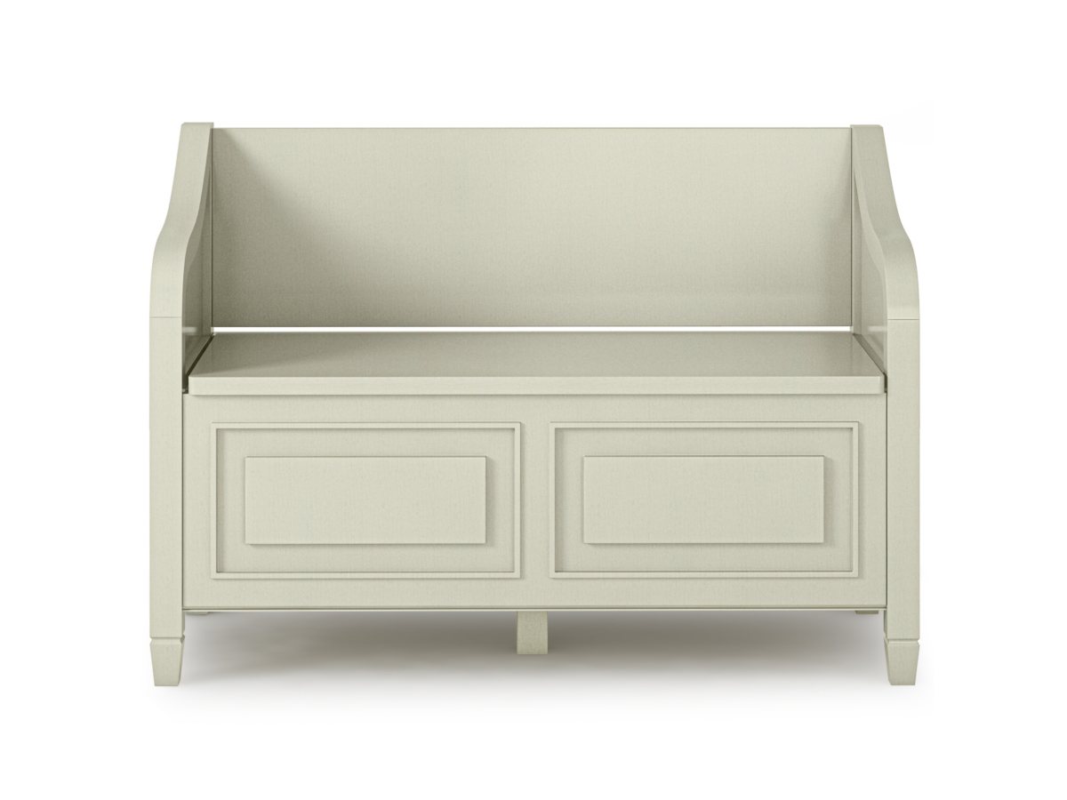Simpli Home Connaught Entryway Storage Bench, Antique White, large
