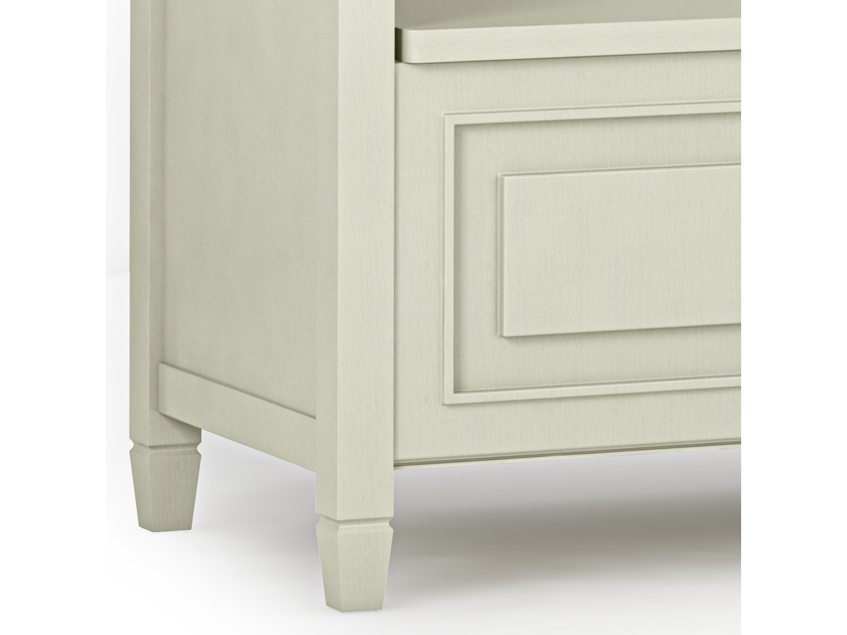 Simpli Home Connaught Entryway Storage Bench, Antique White, large