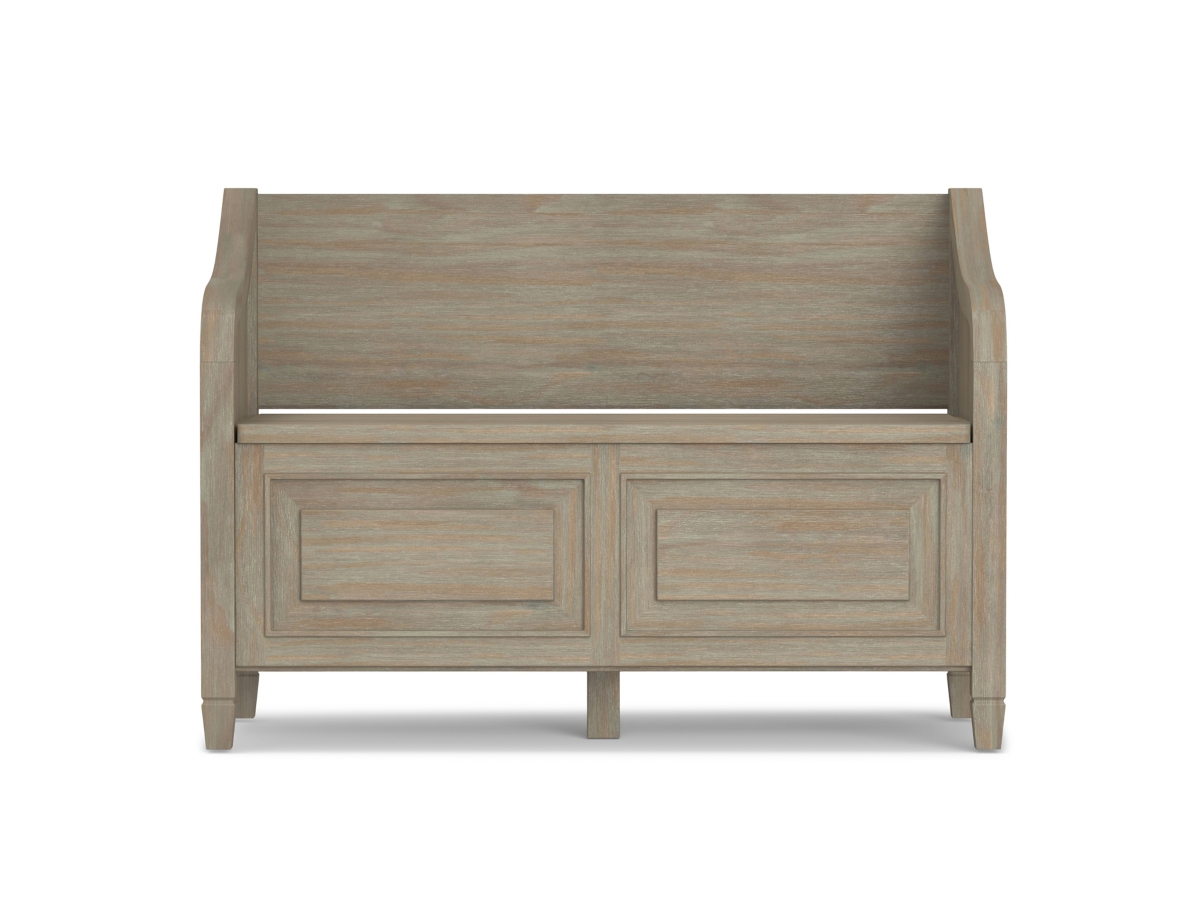Simpli Home Connaught Entryway Storage Bench, Distressed Gray, large