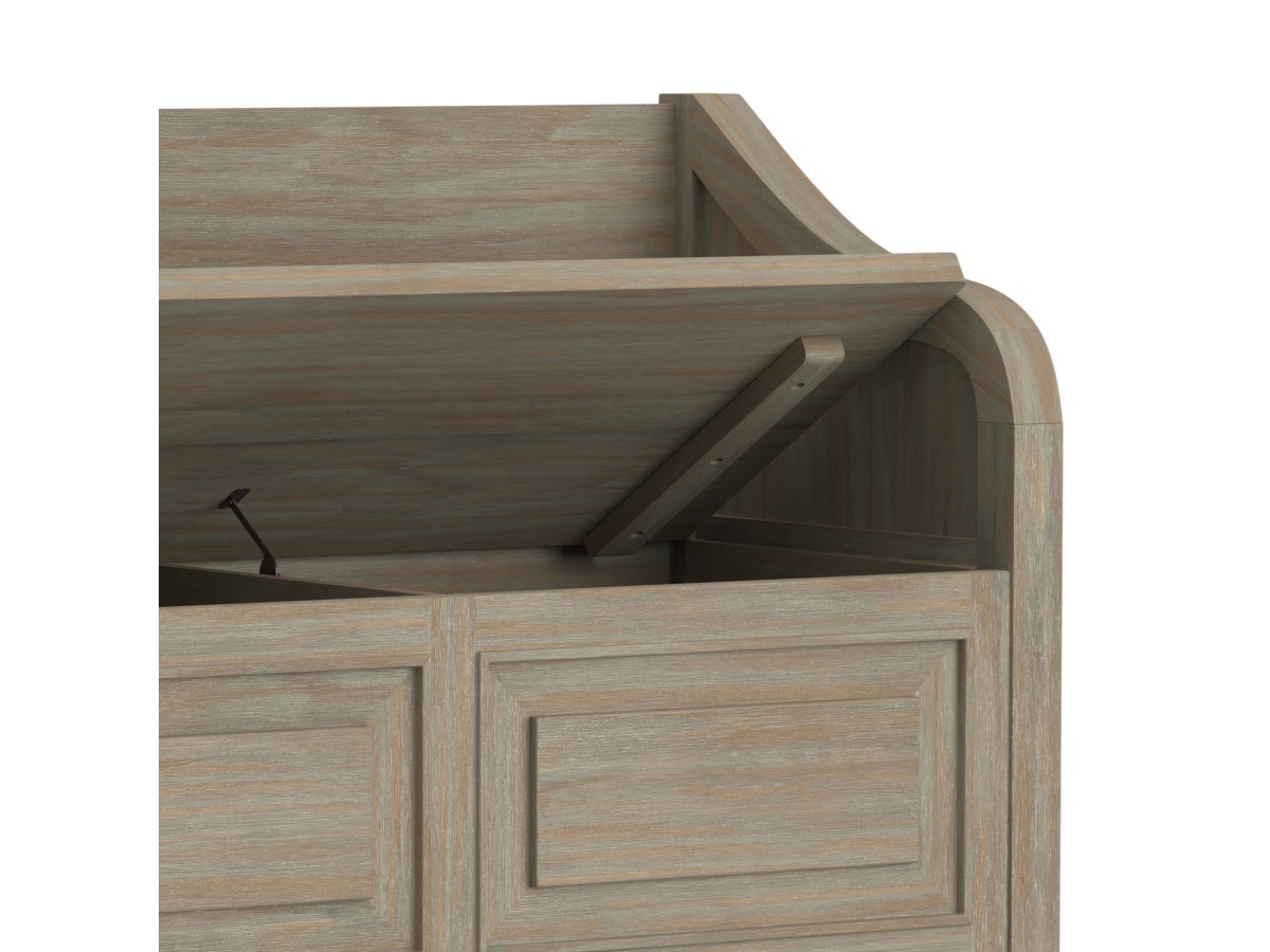 Simpli Home Connaught Entryway Storage Bench, Distressed Gray, large