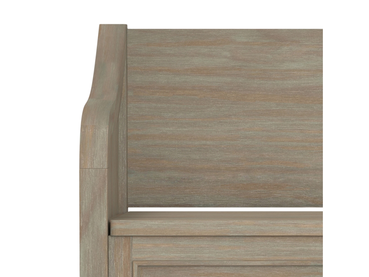 Simpli Home Connaught Entryway Storage Bench, Distressed Gray, large