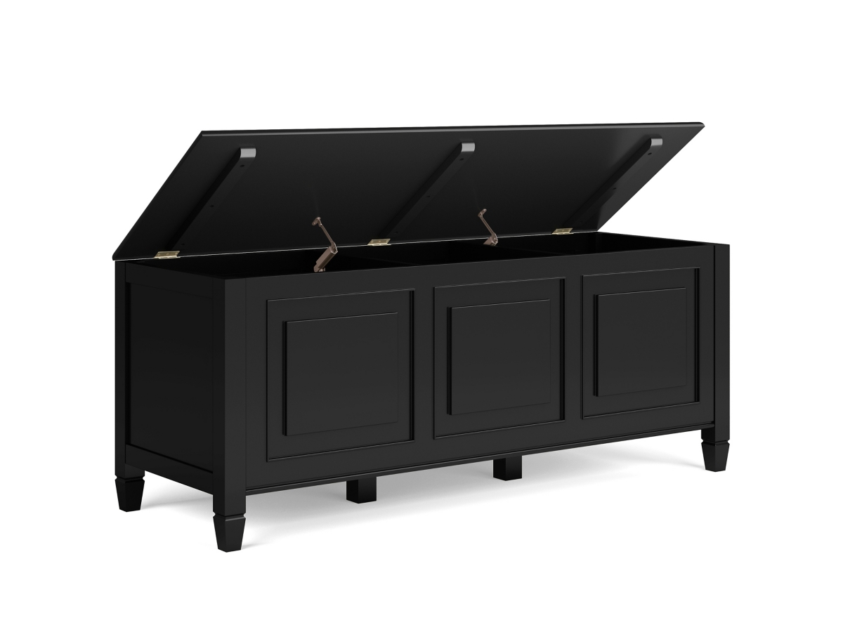 Simpli Home Connaught Storage Bench Trunk, Black, large