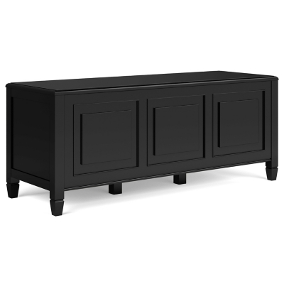 Simpli Home Connaught Storage Bench Trunk, Black, large