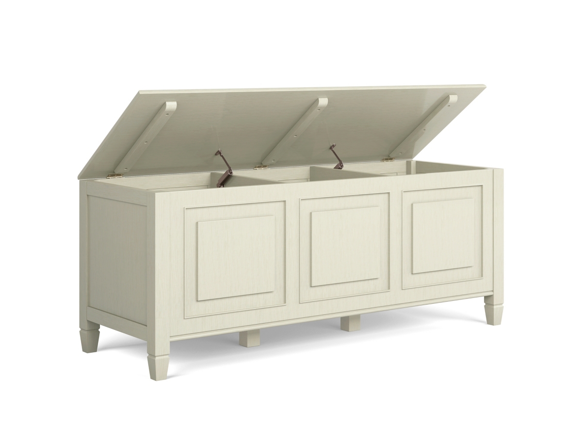 Simpli Home Connaught Storage Bench Trunk, Antique White, large